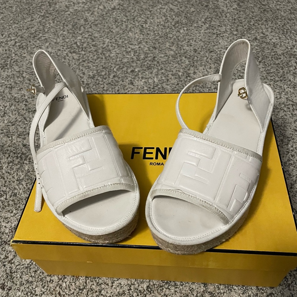 Fendi White Sandals Size 37.5